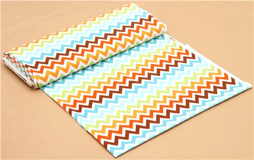 Robert Kaufman zig zag chevron fabric brown-blue Remix 4