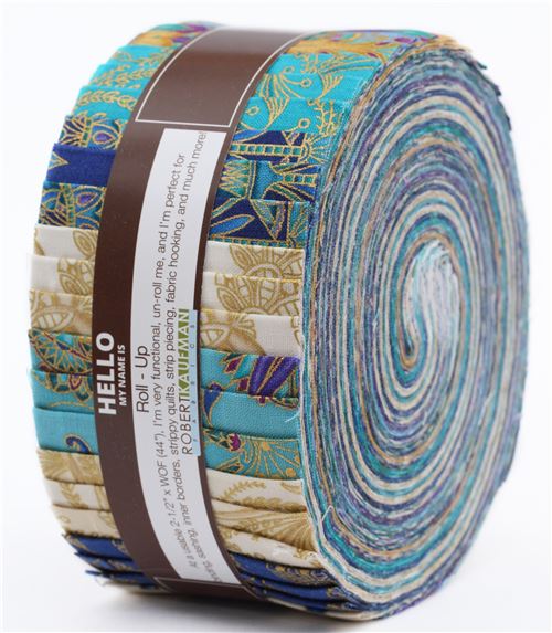 Roll-up fabric roll Jewel Colorstory ornament gold metallic Robert Kaufman 1