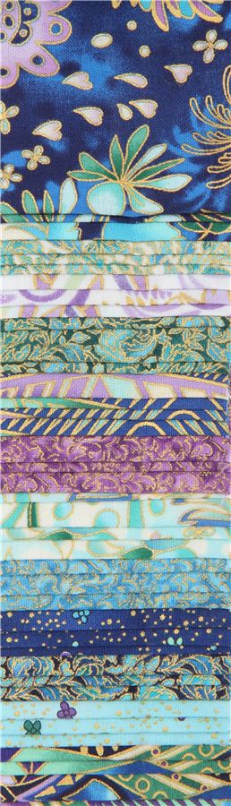 Roll-up fabric roll Peacock Colorstory flower gold metallic Robert Kaufman 2