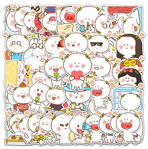 Round characters pink cheeks diecut sticker pack cute 53 unique designs