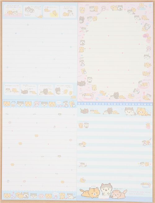 Juego de papel de carta y sobres de San-X con gatitos Corocoro Coronya 2
