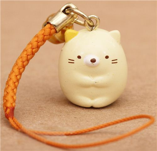 San-X Sumikkogurashi beige cat charm cellphone strap - Cellphone