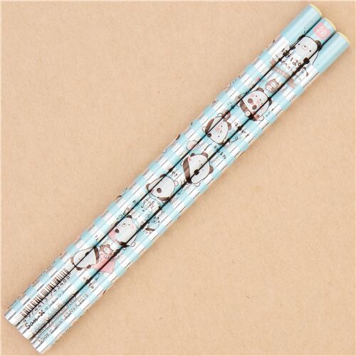 L�piz 2B azul brillante de rayas con oso panda Hamipa de San-X 2