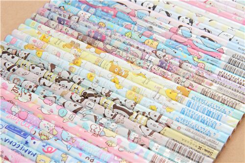 L�piz 2B azul brillante de rayas con oso panda Hamipa de San-X 3