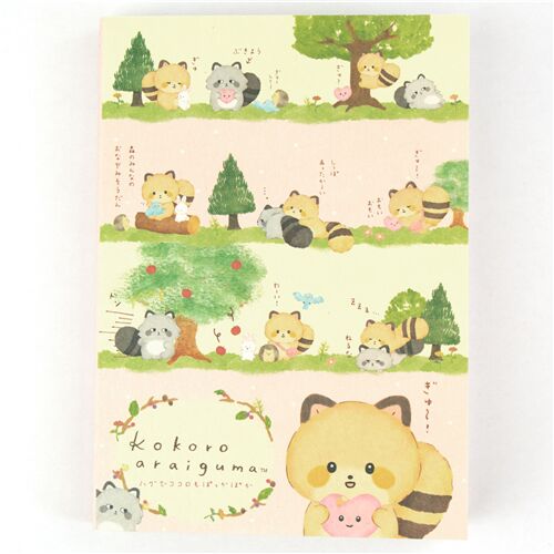 San-X libreta de notas de colores mapache Kokoro Araiguma