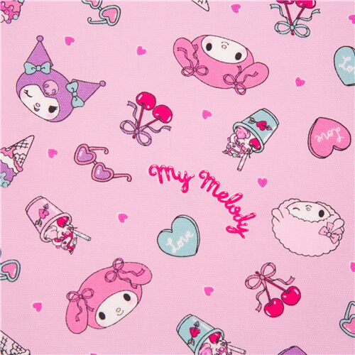Sanrio My Melody Kuromi pink oxford fabric tumbling ice cream snacks etc Fabric