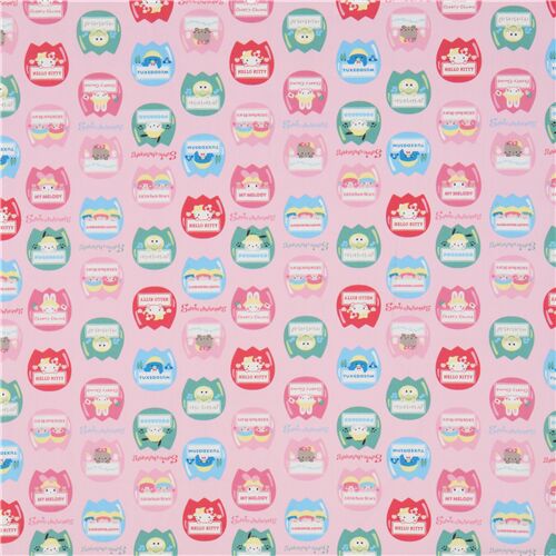 beige packed Sanrio character oxford fabric Fabric by Sanrio - modeS4u