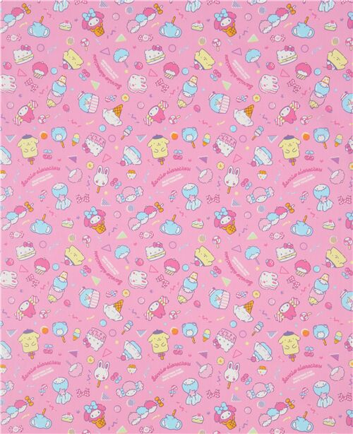 beige packed Sanrio character oxford fabric Fabric by Sanrio - modeS4u