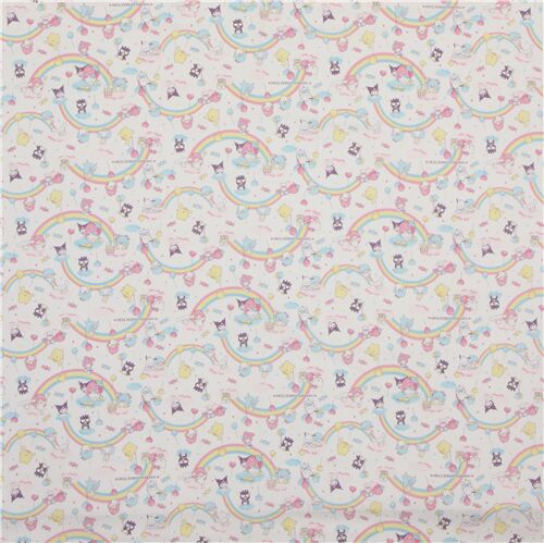 beige packed Sanrio character oxford fabric Fabric by Sanrio - modeS4u