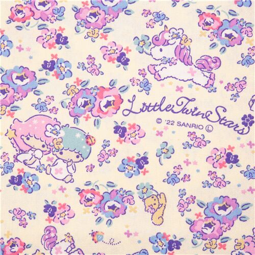 Sanrio cream fabric Little Twin Stars unicorn ditsy florals Fabric