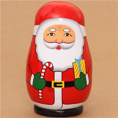 Santa Claus matryoshka stackable wooden figure nesting doll Figurines
