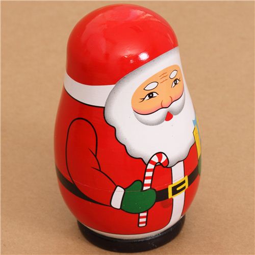 Santa Claus matryoshka stackable wooden figure nesting doll Figurines