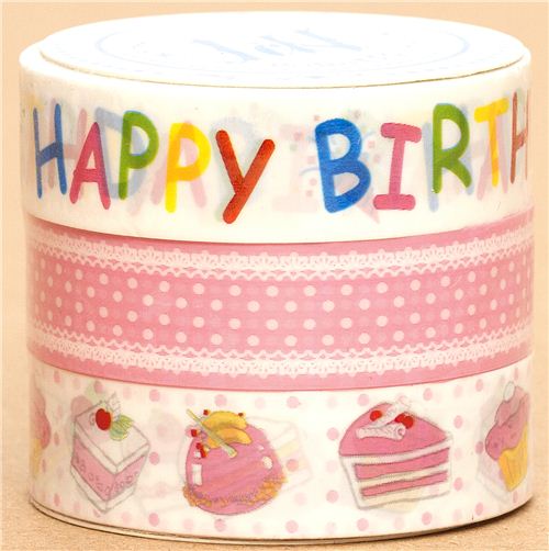 Sticky Tape set Happy Birthday Cake - Food Tape - Decorative Tape ...