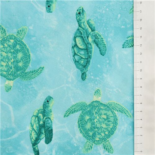 Sea animal fabric USA Timeless Treasures turtles blue green - modeS4u