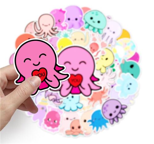 Meeresbewohner 50 einzigartige Kraken-Designs niedliche Flocke-Sticker gestanzt 2