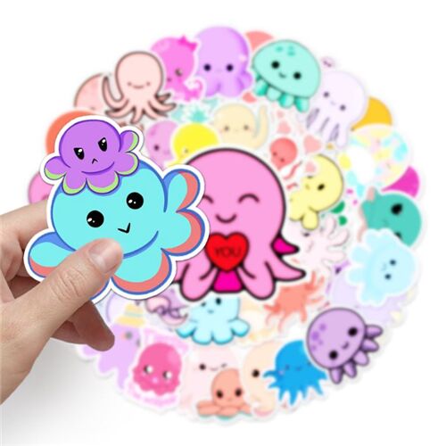 Meeresbewohner 50 einzigartige Kraken-Designs niedliche Flocke-Sticker gestanzt 3