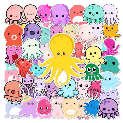 Meeresbewohner 50 einzigartige Kraken-Designs niedliche Flocke-Sticker gestanzt 5