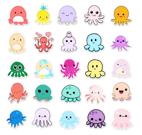 Meeresbewohner 50 einzigartige Kraken-Designs niedliche Flocke-Sticker gestanzt 8