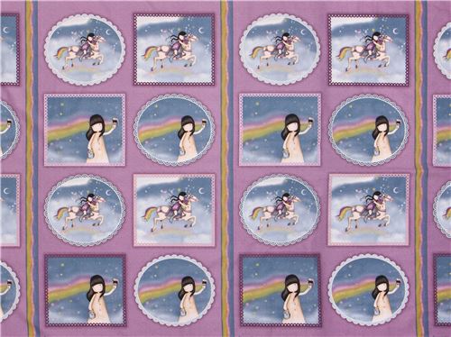 Simply Gorjuss girl horse frame fabric Quilting Treasures 'Rainbow Dreams' 2
