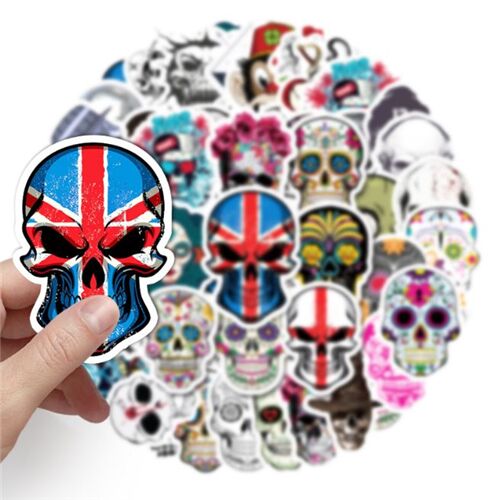 Paquete de pegatinas troqueladas de tatuaje de calaveras 50 diseños únicos Calaveras de azúcar Union 3