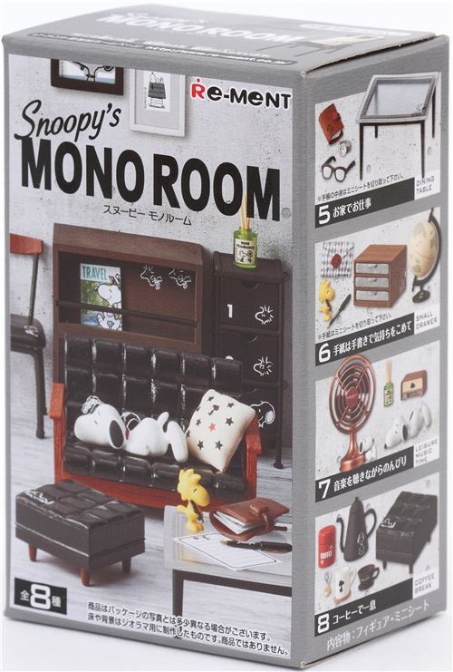 Re-Ment Miniature Peanuts Snoopy Mono Room Furniture Full set of 8 pieces 