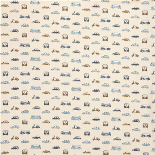 Fat Quarter (50 x 78 cm) - Stof Fabrics cream Avalana sweat knit fabric with small cars 3