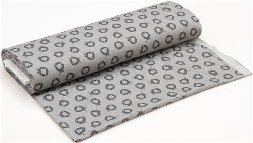 Resto de (17 x 148 cm) - Stof Fabrics tela de felpa perchada con leones en gris 3