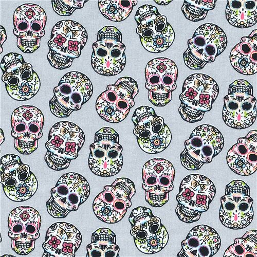 Halloween Colourful Sugar Skulls Fabric