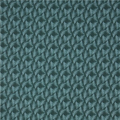 Stof France dark green tossed feather fabric - modeS4u