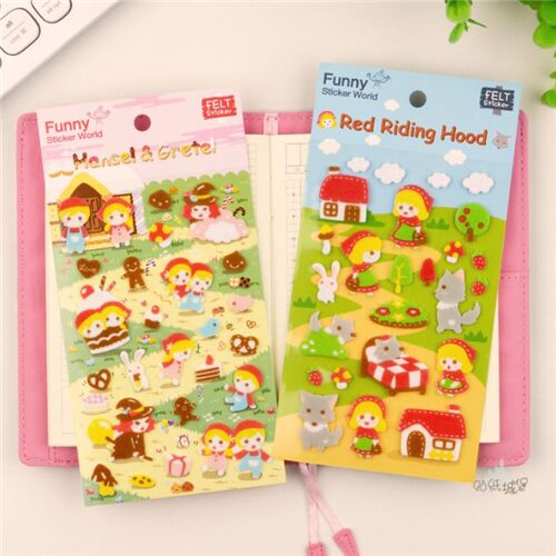 Hoja de pegatinas de fieltro de libro de cuentos Caperucita Roja personaje de cuento de hadas Big Ba 4