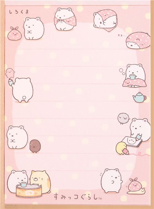 Sumikkogurashi pink mini Note Pad polar bear and cloth - Memo Pads ...