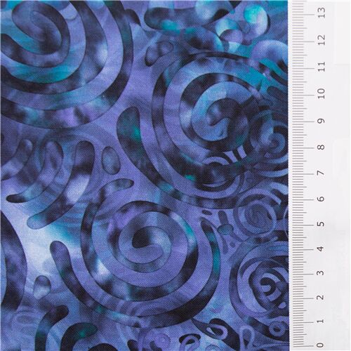 Swirl and leaf blender fabric Quilting Treasures blue shades modeS4u
