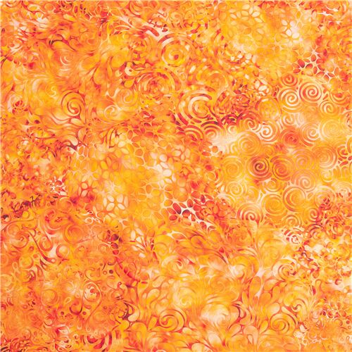 Swirl and leaf blender fabric Quilting Treasures orange red modeS4u