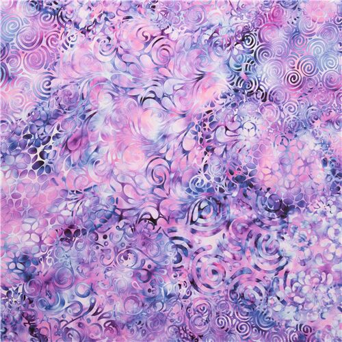 Swirl and leaf blender fabric Quilting Treasures purple pink modeS4u