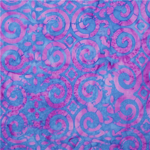 Swirly tiled pattern blue and purple spiral Timeless Treasures batik ...