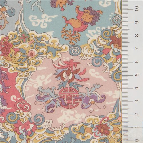 Tana Lawn colorful dragon komainu cotton fabric by Liberty Fabric