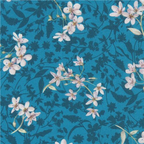 Tana Lawn ocean blue cotton fabric with small flowers by Liberty ...