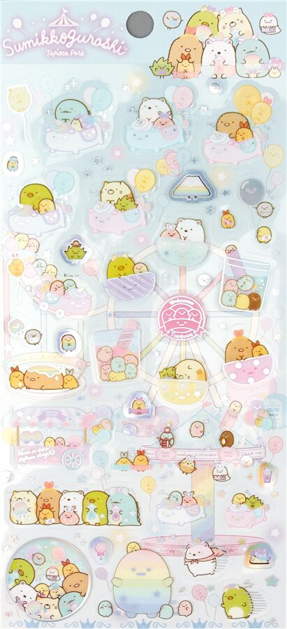 Tapioca Park Sumikkogurashi Japanese sticker sheet by San-X - modeS4u