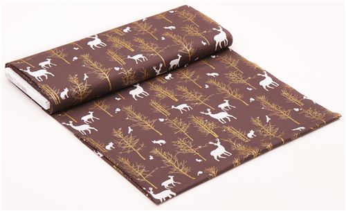 Timber Valley Bark deer forest fabric par Michael Miller 3