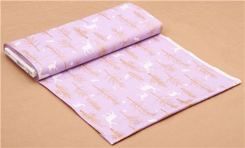 Timber Valley Lilac deer forest fabric by Michael Miller 3