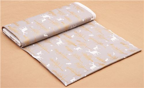 Timber Valley fog deer forest fabric par Michael Miller 3