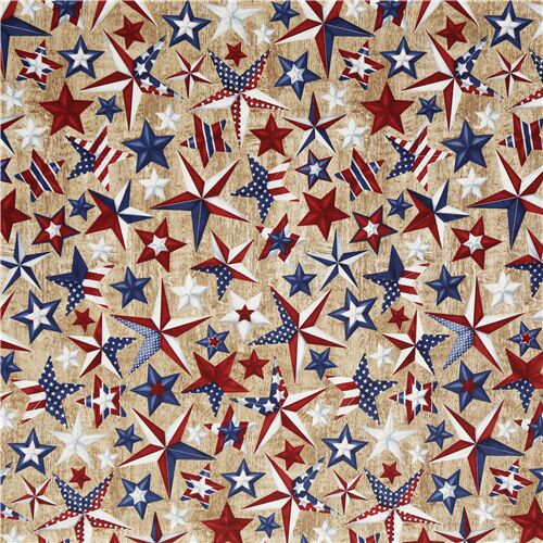 Timeless Treasures American stars red blue white wood fabric - modeS4u