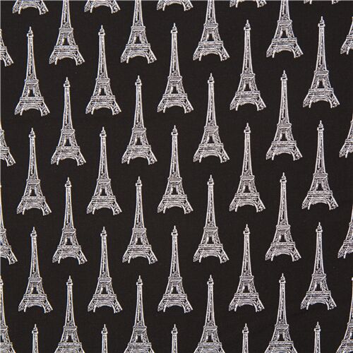 Eiffel Tower French Words Toss Black France Fabric Timeless Treasures YARD 