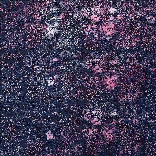 Timeless Treasures batik fabric in dark blue with firework pattern Fabric  by Timeless Treasures - modeS4u