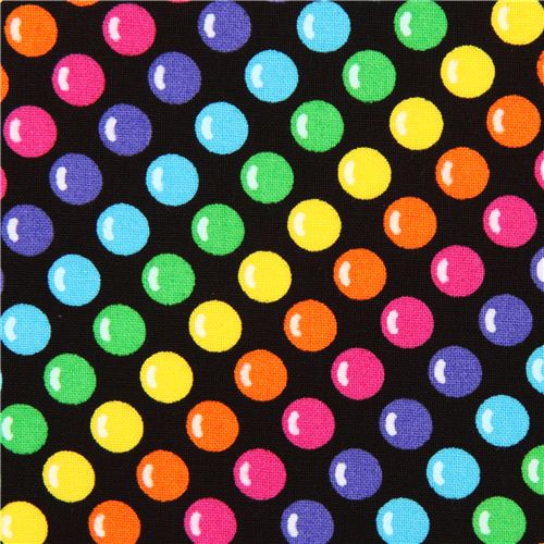 Timeless Treasures black dot fabric rainbow Fabric