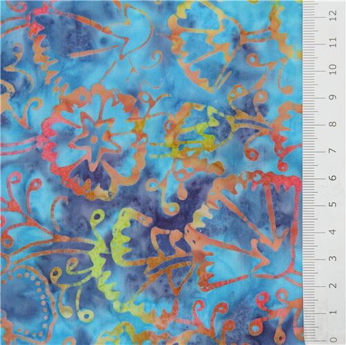 Timeless Treasures blue vine and flower batik fabric - modeS4u