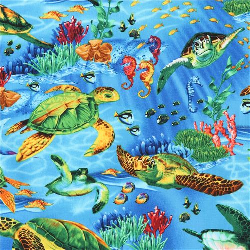 Timeless Treasures colorful sea turtle fabric Fabric