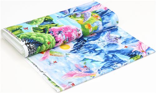 Remnant (20 x 112 cm) - colorful unicorn panel fabric Timeless Treasures with rainbows 3