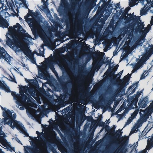 Timeless Treasures dark blue white zigzag tie-dye batik fabric - modeS4u