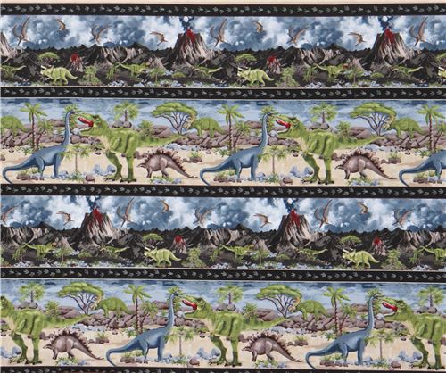 Timeless Treasures dinosaur striped fabric 4